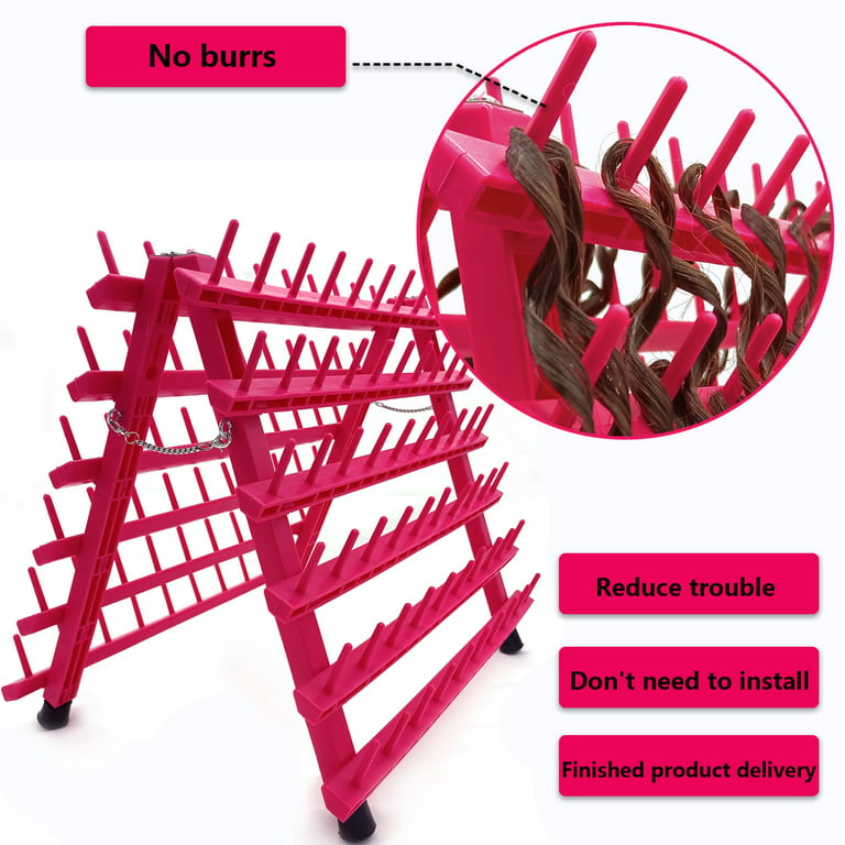 Braiding Hair Rack - Hair Braiding Rack with 60 Pegs Standing Hair Holder  with 60 Spools - Ergonomic Braid Rack for Stylists - Time-Saving Braiding  Hair Stand - Versatile Extension Holder (60 Pegs Rose Red) Rose red 60