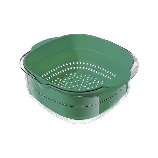 Kcavykas Clearance Sales Home Storage Organiser Double Layer Drainage Basket Vegetable Water Fruit Basket Refrigerator Plastic Kitchen Vegetable Washing Basket
