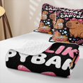 thumbnail image 4 of Erosebridal Girl Likes Capybara Quilt Full, Stars Leaf Full Bedspread Sets, Black Pink, 3-Piece, 4 of 7