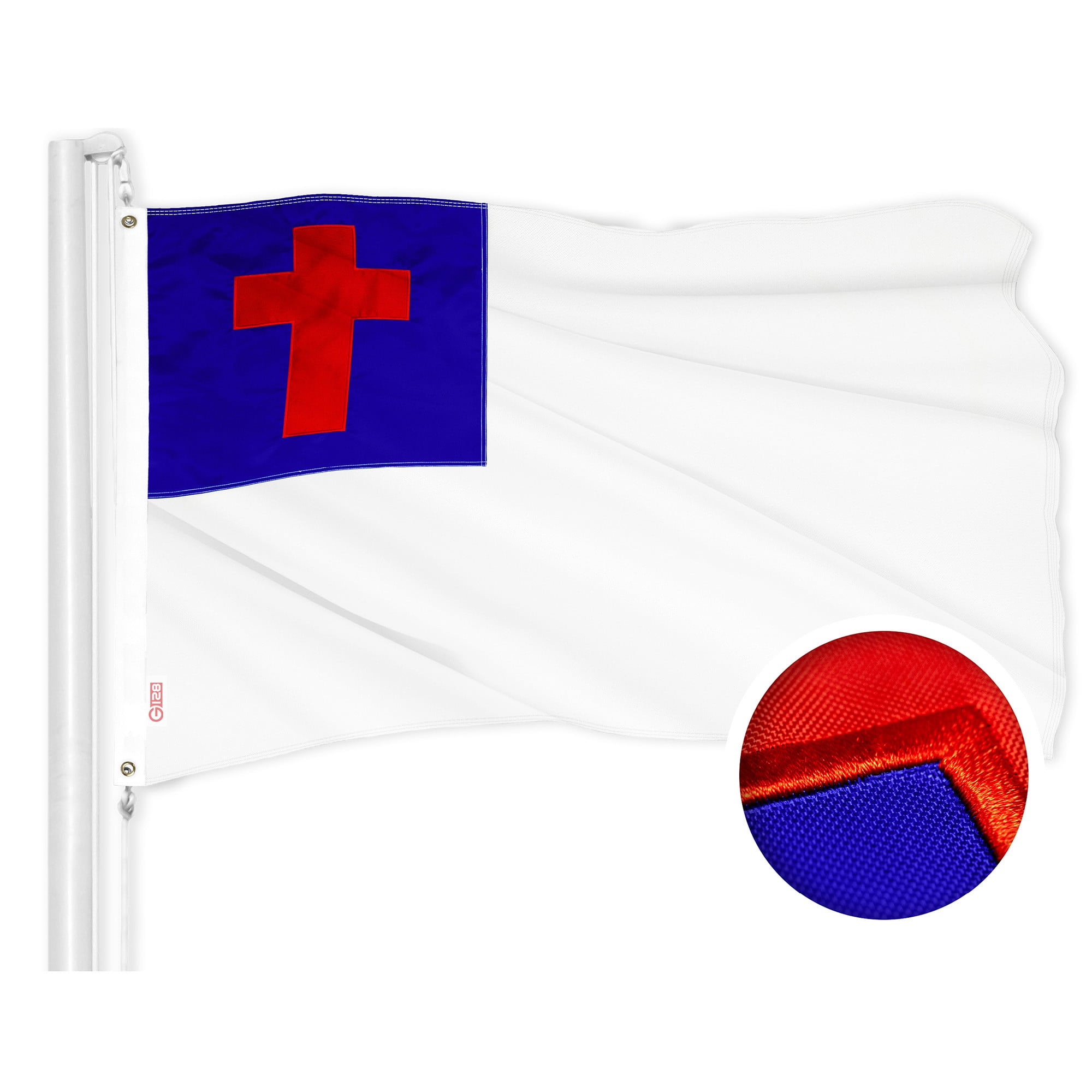 G128 2sets Both 3x5 ft Embroidered America USA US Flag Stars & Christian Flag Religious Cross