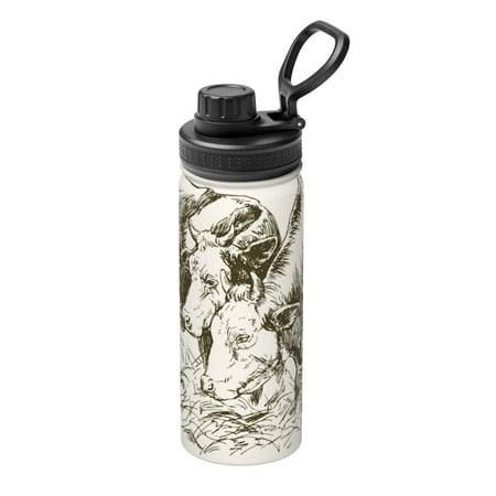 

Goofa Cows Grazing On Meadow 1 Print 18oz Sports Insulated Kettle With Straw Water Bottle Sports Water Bottle For Running Hiking Cycling Climbing Mans Womans