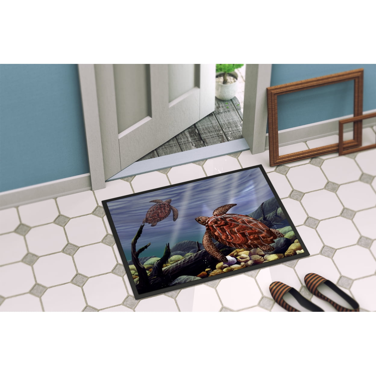 Carolines Treasures PTW2042JMAT Sea Turtles Door Mat Indoor Rug or Outdoor Welcome Mat 24x36 Doormat  36"L x 24"W