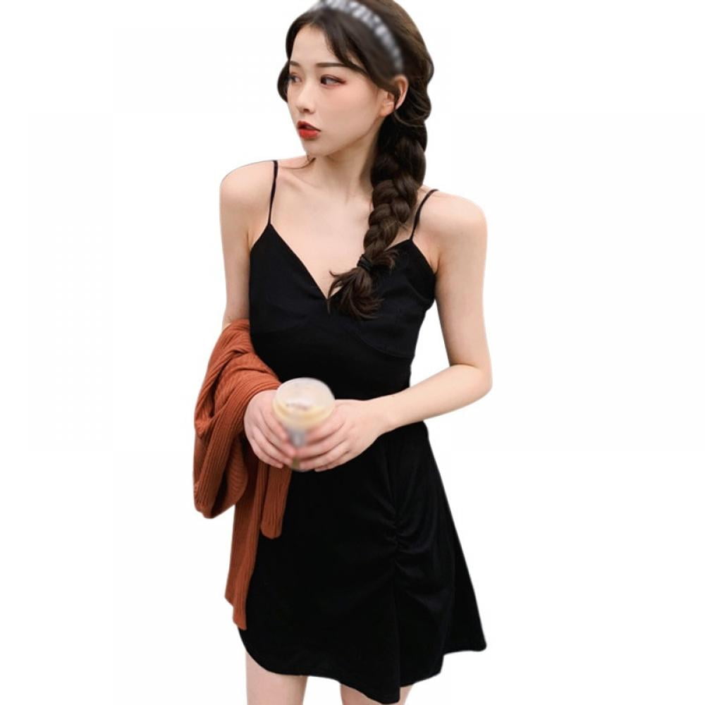 Apocaly Women Dress Summer Wear Slim Show Thin Sexy Temperament Short Little Black Skirt Walmart Com Walmart Com