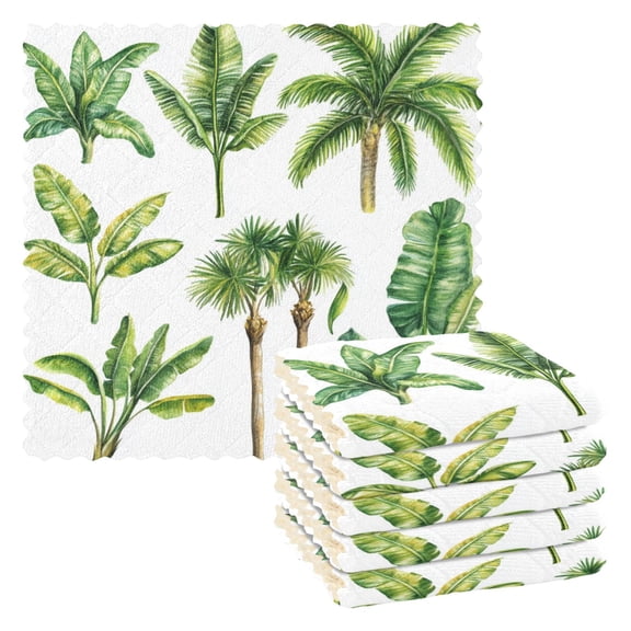 6 Pieces of Kitchen Towels 11x11Inch Kitchen Dish Cloths Kitchen Dish Towels Reuseable Cleaning Cloths Lovely Palm Tree