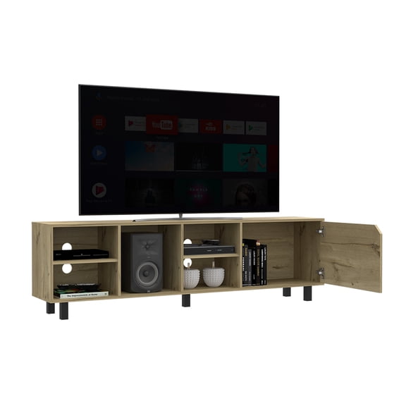 LHKJ 70in TV Stand, 4 Shelves, Light Oak