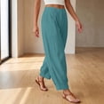 thumbnail image 4 of Linen Clothes for Women Parachute Pants Womens Spring Pants Boho Pants Lightweight Pants for Summer Women Women Wide Leg Linen Pants Cotton Linen Palazzo Pants Trousers with Pockets, 4 of 6