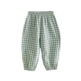 thumbnail image 2 of LYHaoo Boys Casual Plaid Pants Lightweight Linen Blend Trousers With Elastic Ankles For Infant Toddler Kids Outdoor Play School Pants for Boys(Green), 2 of 4