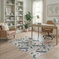 thumbnail image 2 of ODIKA 4'x6' Blue Teal Abstract Geometric Pattern Washable Area Rug Modern Spa-Inspired Curved Stain Resistant, Low Pile, Easy Care for Dorm Room, Small Living, 2 of 7