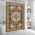thumbnail image 6 of Brown Boho Shower Curtain, Waterproof Shower Curtains for Bathroom, Retro Western Rustic Ethnic Tribal Patterns Washable Fabric Bathtub Curtain Set Bath Decor with 12 Hooks 72"x78", 6 of 8