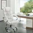 thumbnail image 3 of Lacoo Leather High Back Office Chair Ergonomic Executive Office Chair Swivel Computer Desk Chair Lumbar Support Soft Cushioned Padded Arms, White, 3 of 7