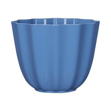Mainstays 12-inch Diameter x 9.4-inch Height Poppy Blue Recycled Resin Planter