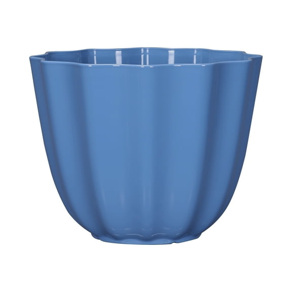 Mainstays 12-inch Diameter x 9.4-inch Height Poppy Blue Recycled Resin Planter