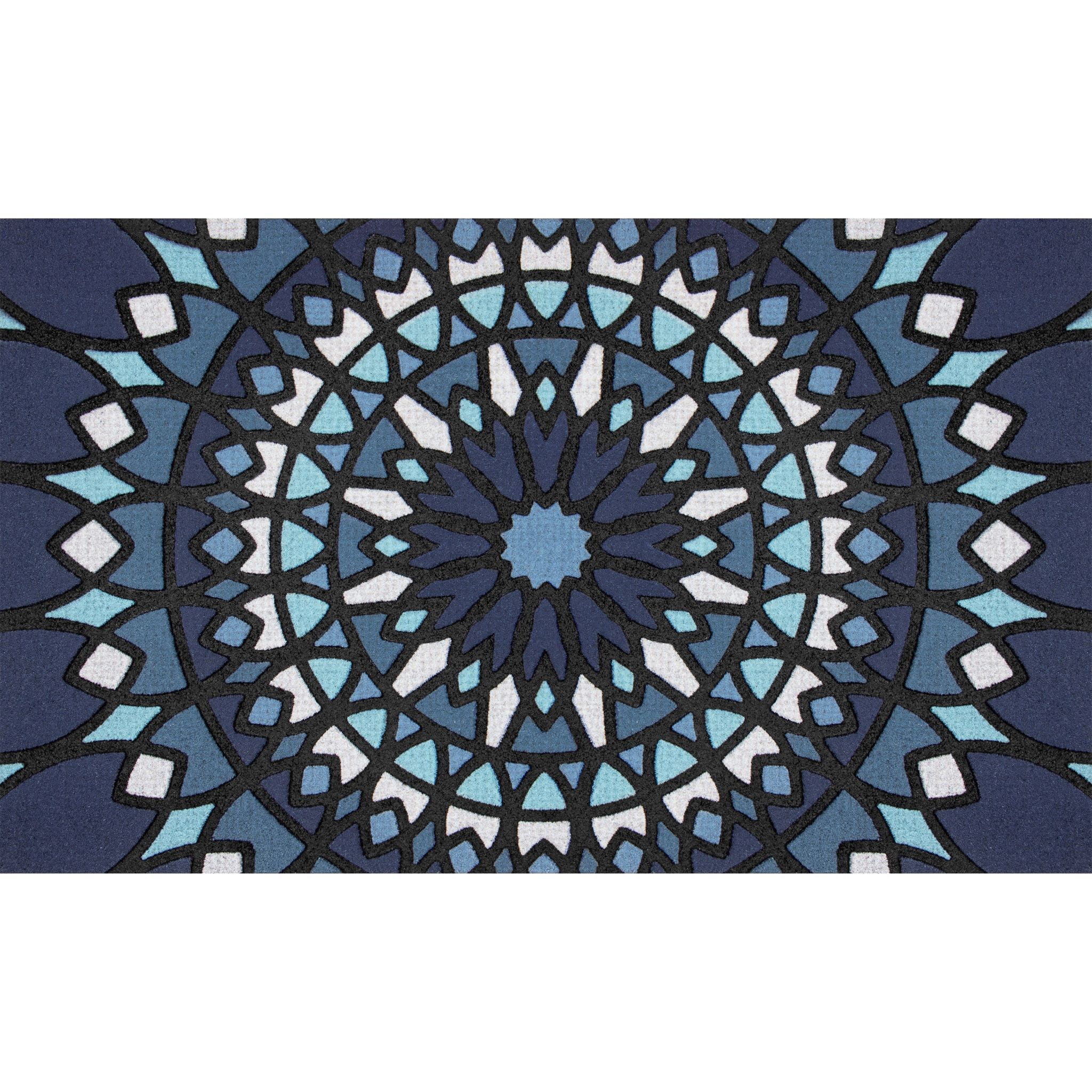Mainstays Blue Medallion Rubber Doormat, 18' x 30'