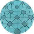 thumbnail image 1 of Ahgly Company Indoor Round Patterned Bright Turquoise Blue Area Rugs, 5' Round, 1 of 6