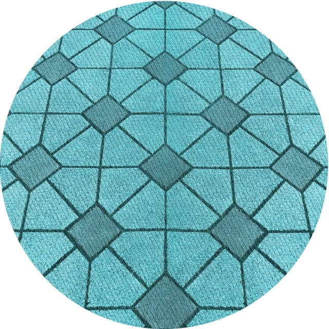 Ahgly Company Tapis d'Intérieur Lavables en Machine, Circulaires de Transition Bleu Turquoise Vif, Ronds de 4 Pi
