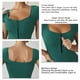 thumbnail image 5 of Traje de baño de una pieza para mujer Cremallera Sin espalda Manga corta Cuello en U Color puro Traje de baño de una pieza para natación de verano Playa Verde S, 5 of 6