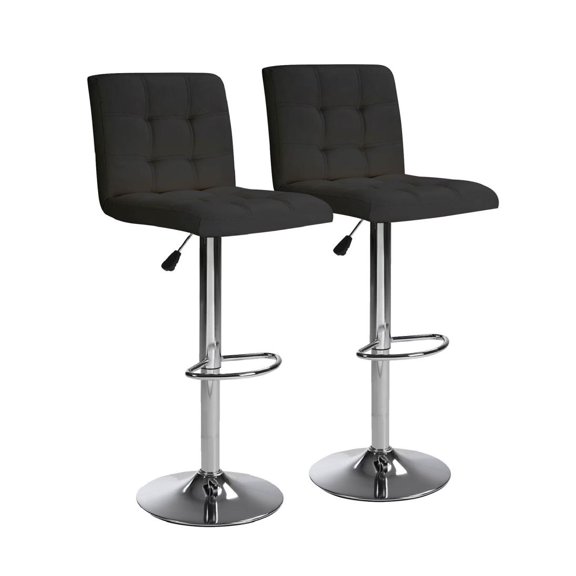 2 Piece Bar Stools Adjustable Height Swivel Counter Stool Square Cushioned Iron Barstool For Living Room Coffee House Home Bar Stool Office Barstool Set Of 2(Black)