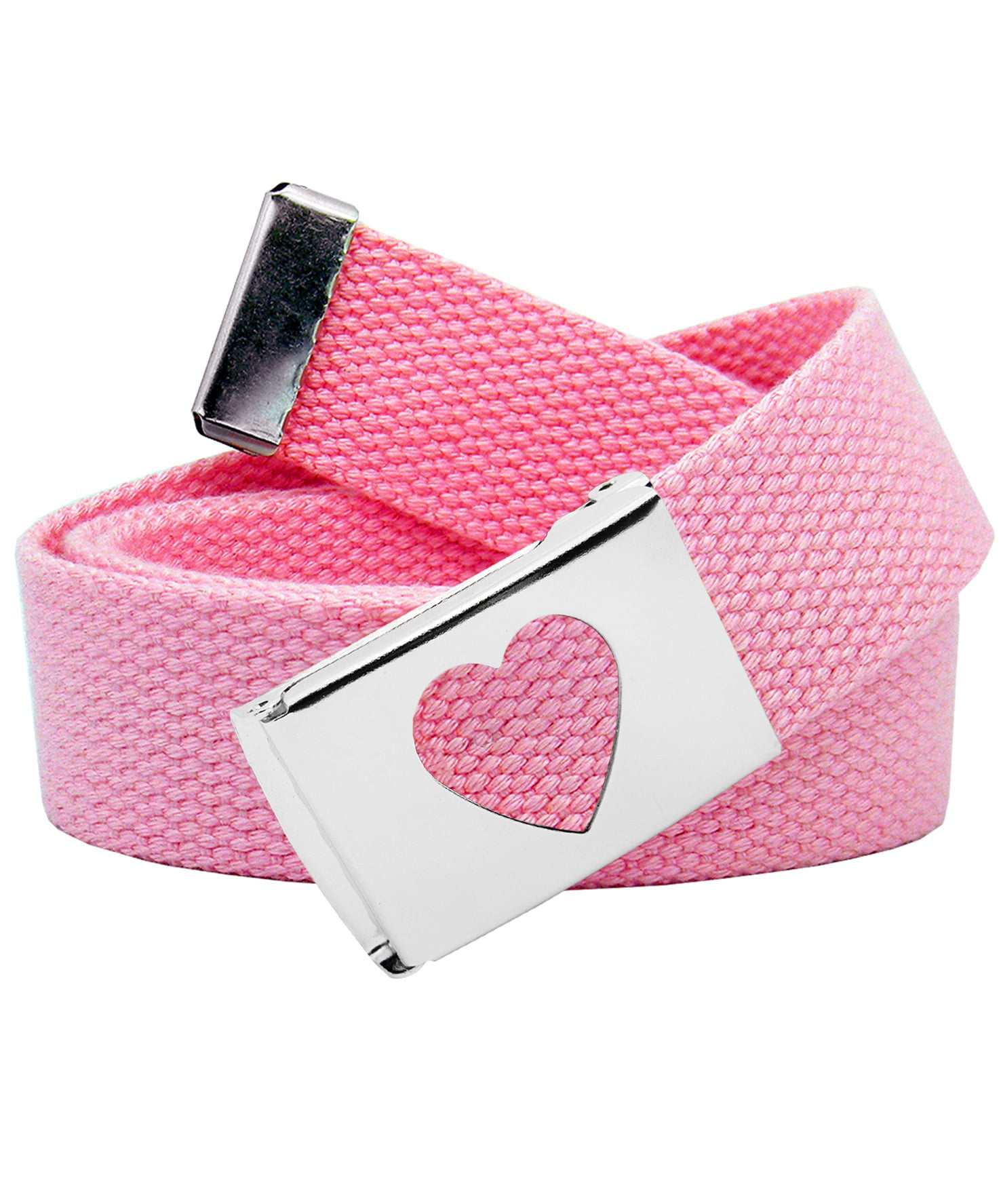Girls School Uniform Sparkly Pink Crystal Flip Top Belt Buckle with Canvas Web Belt 