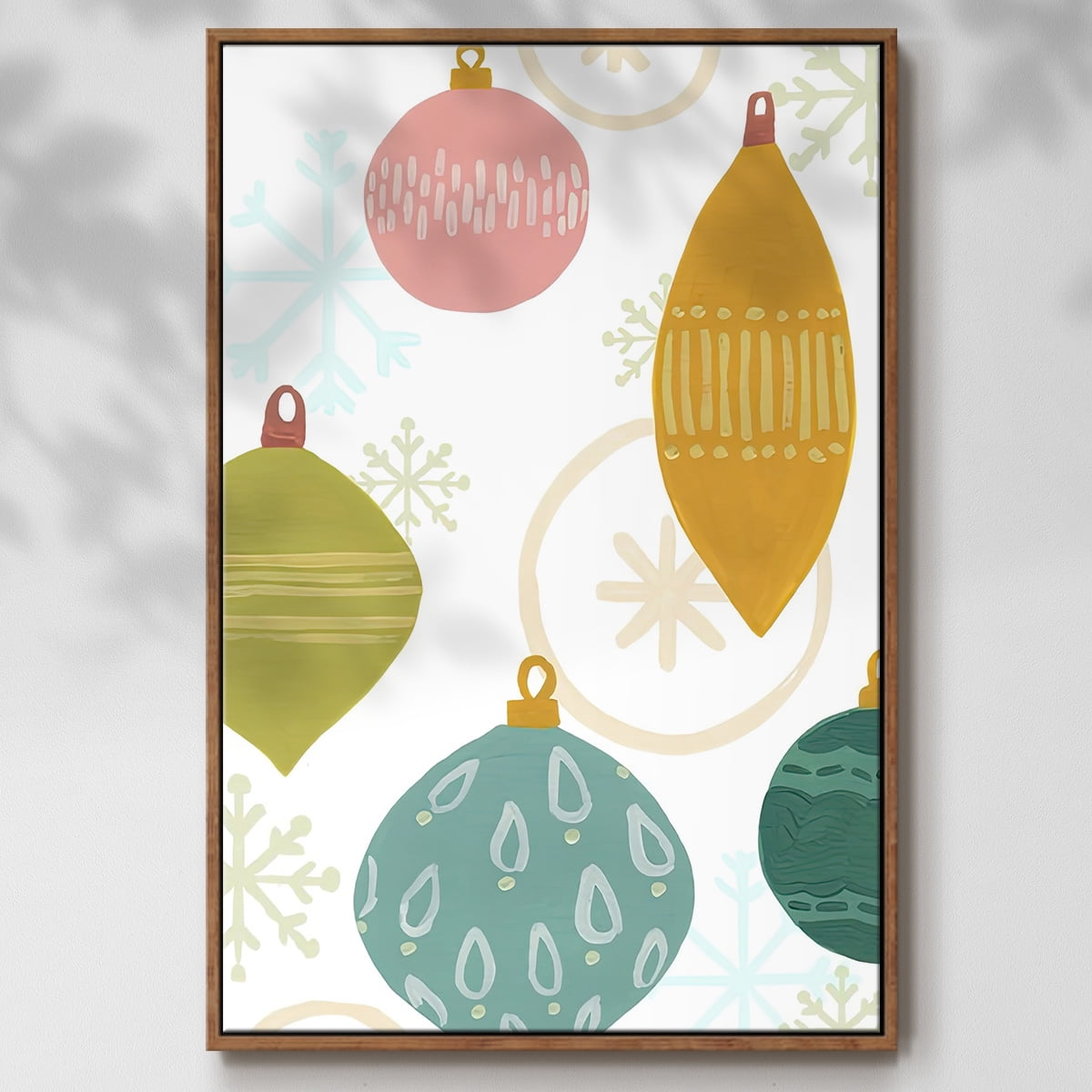 Modern Holiday Collection B - Framed Gallery Wrapped Holiday Canvas - 25 x 37 - Rosewood Frame