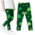 thumbnail image 7 of Avrnliq St. Patrick's Day Girls Leggings, Green Shamrock Plaid Elastic Waist Pants, Stretchy Opaque Holiday Leggings for Kids Age 4-10,Size 5 T, 7 of 7