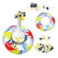 thumbnail image 2 of Lawn Goose Clothing, Porch Goose Bikini, Palm Leaf Print Resin Goose Apparel, Pvc Inflatable Swim Ring, 5-Piece Tropical Summer Theme Porch Goose Set with Sun Protection Hat,, 2 of 7