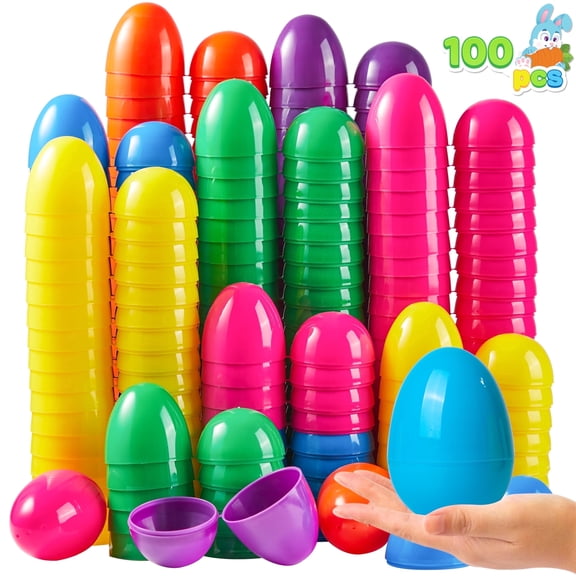 Joyfy 100 Pcs 3.15" Easter Eggs, Fillable Empty Plastic Easter Eggs Bulk, for Easter Hunt, Filling Treats, Party Favor, Basket Stuffers, Classroom Prize Supplies, Decoration