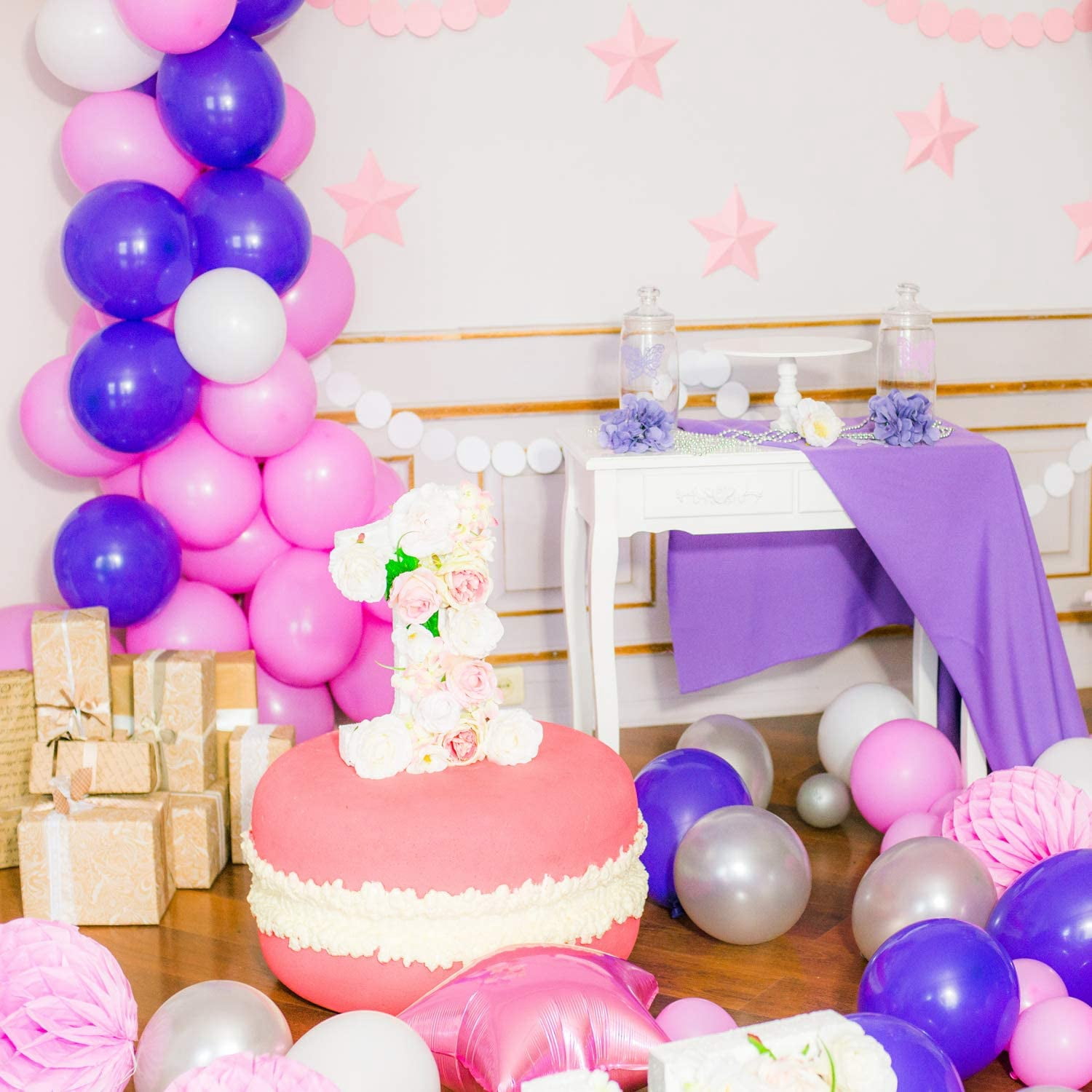 Balloon Arch Kit Balloon Garland Decorating Strip Kit 2 Rolls Balloon Tape Strips with 2 Rolls Balloon Glue Point Dots Stickers (Single and Double Hole)