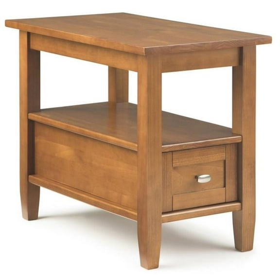 Trent Home Wood 14" Transitional Narrow Side Table in Light Golden Brown