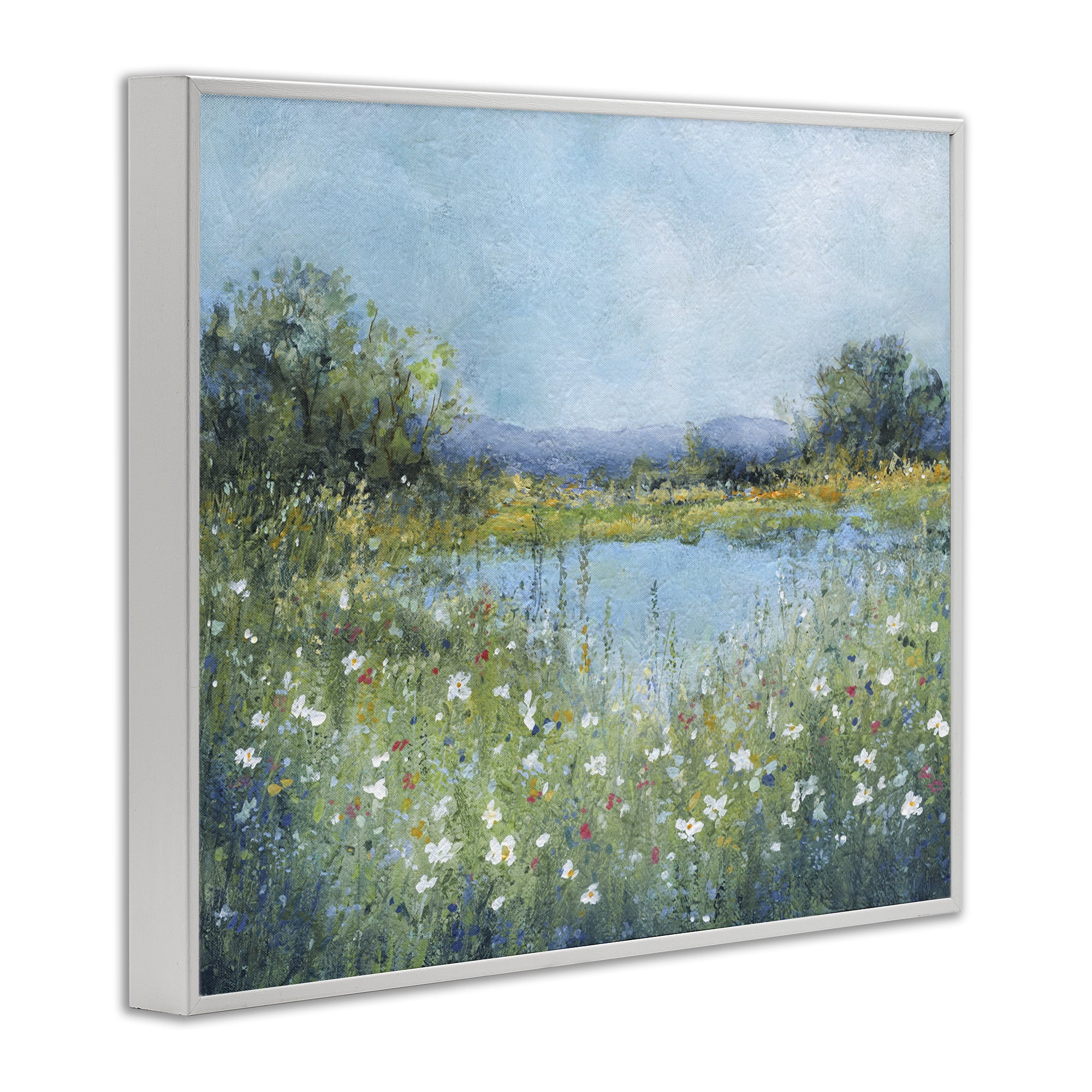 Stupell Industries Impressionist Meadow Surrounding Pond White Framed Giclee Art, design by Carol Robinson