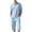 Light Blue, variant on Suits Matching Set 2PC Linen Big and Tall Drawstring Short Sleeve Lapel Button Shirt Elastic Waist Capri Pants Solid Summer Sets