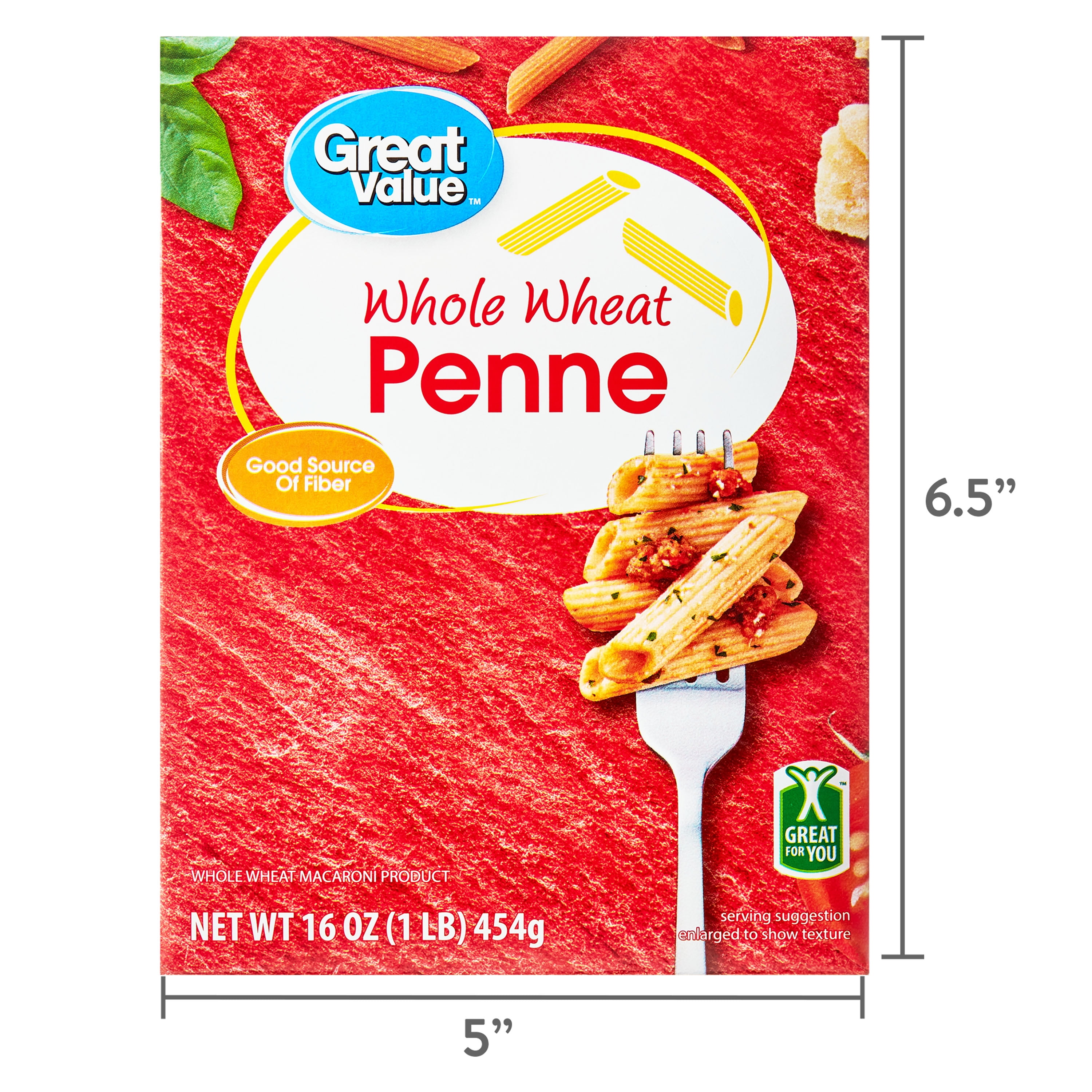 Great Value Whole Wheat Penne, 16 oz