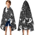 thumbnail image 3 of Ghost and Spider Web Halloween Pattern Hooded Bath Towel，50"x30" for Ages 3 To 12 Kids, Quick Dry Lightweight Soft Microfiber Hood Beach Towel Cover Up for Kids, 3 of 7