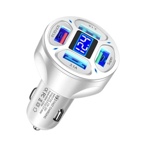 Relayinert 4-in-1 USB Chargeur de voiture conçu pour recharger rapidement et en toute sécurité chargeur de voitures chargeur rapide Adaptateur de chargeur blanc