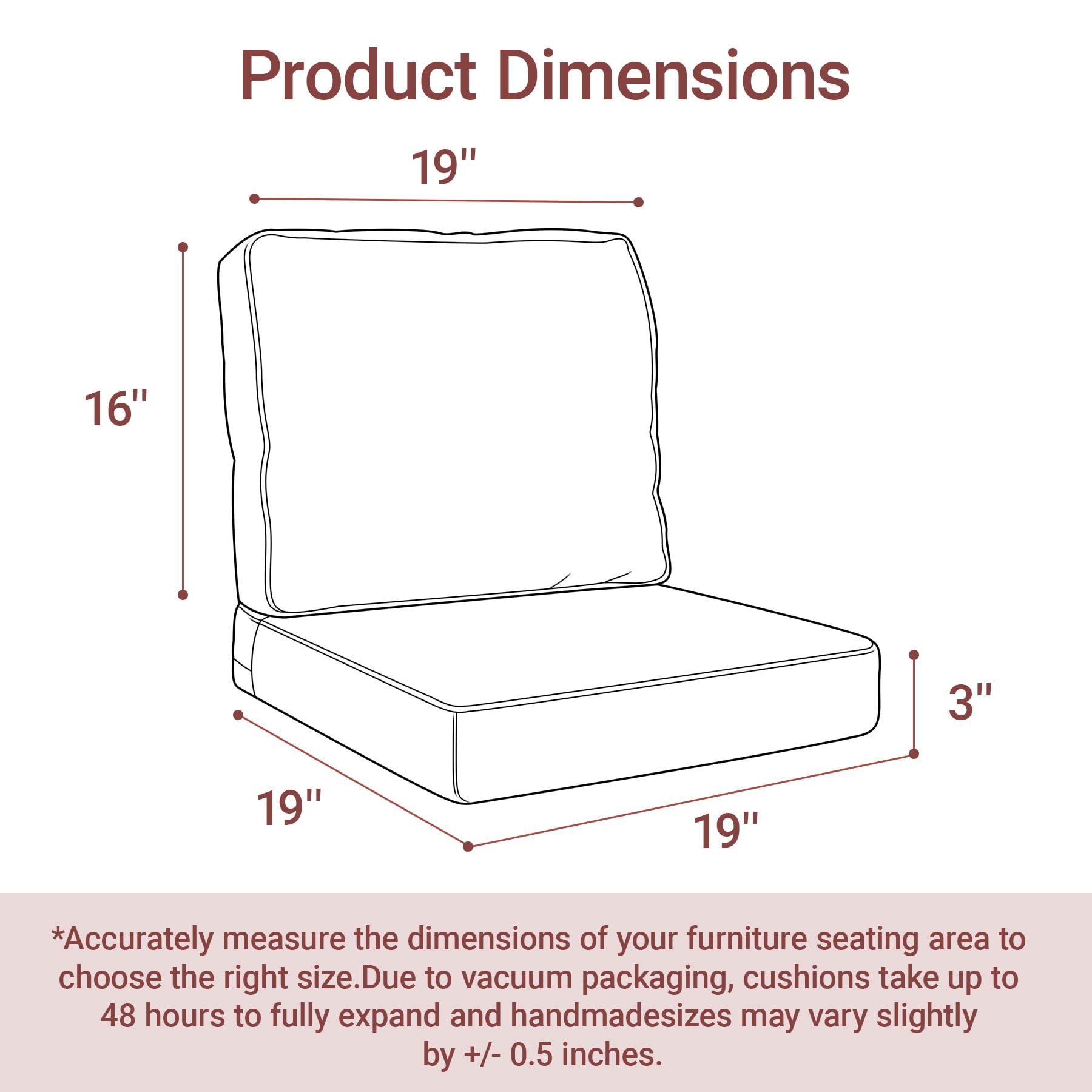 Favoyard Deep Seat Patio Cushion Set, 19 inch Rainproof & Fadeness Patio Cushions for Outdoor Chair Couch with Removable Cover