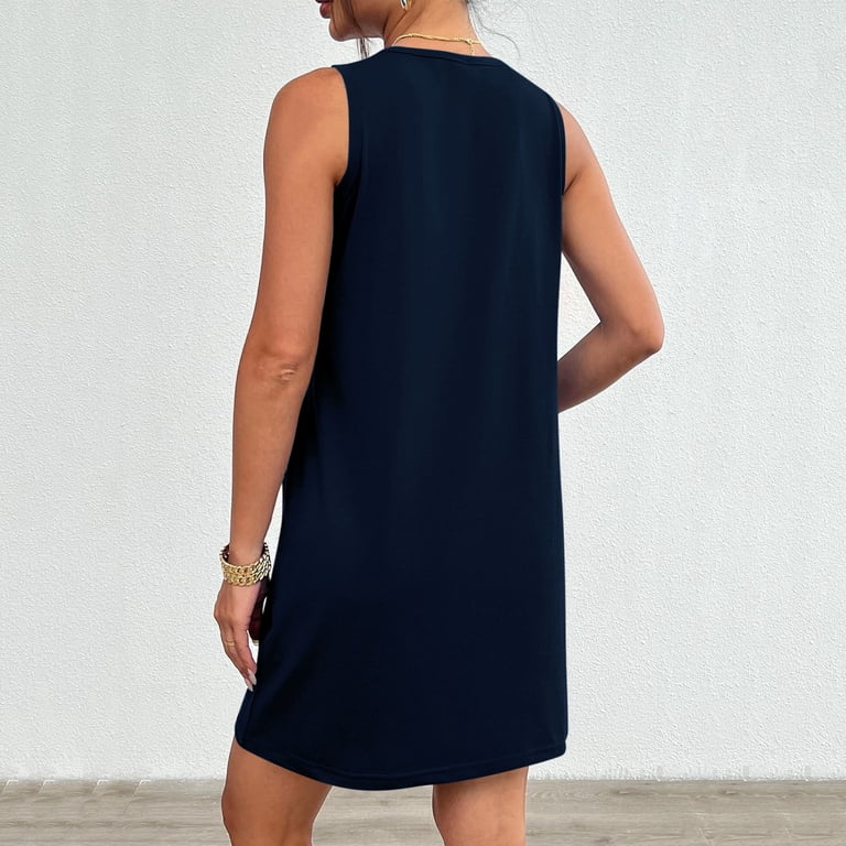 Womens Sleeveless Mini Tank Dress Casual Workout Sport Tennis Athletic With  2 Pockets Dress Long Sleeve Casual Dress Comfy Summer Dresses Ladies Dress  Summer Long Dress for Women Casual Fit An Flare -