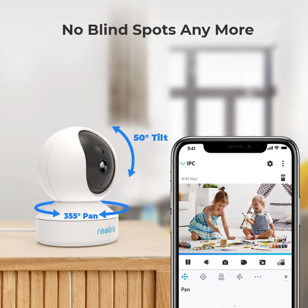 Reolink E1 4MP Pan & Tilt Indoor DC Wi-Fi Security Camera with 360° Coverage, Crying Detection, Smart Auto-Tracking & Two-Way Audio