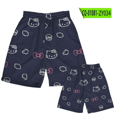 

Sanrio Hello Kitty Shorts Ladies Casual Five-point Pants Summer Pajama Pants Printed Cotton Loose Home Soft Men s Beach Pants