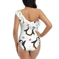 thumbnail image 5 of Goofa Colorful Hearts Penguin Pattern Women's One Piece Swimsuits Tummy Control Bathing Suits Asymmetric One Shoulder Swimwear-X-Large, 5 of 6