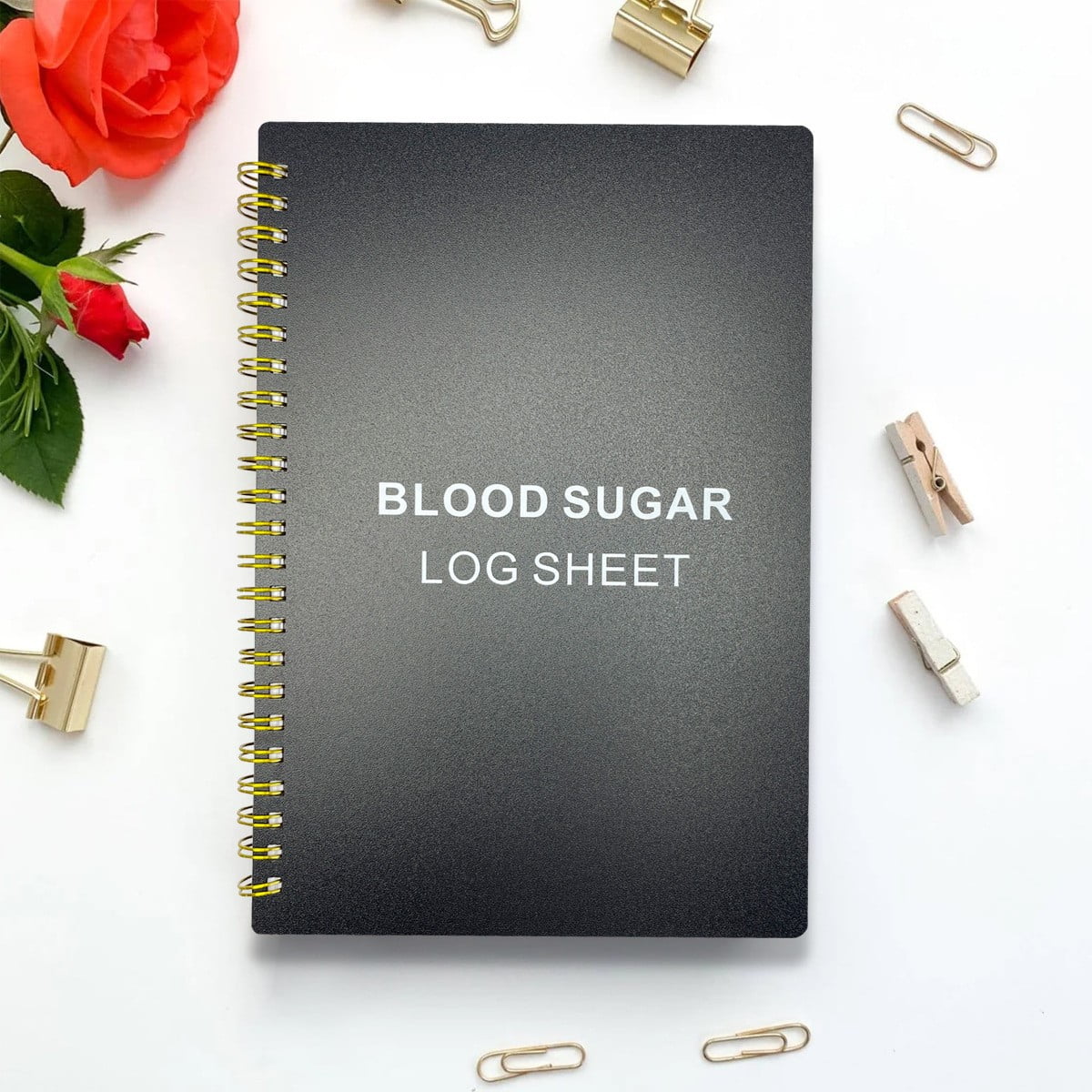 Amzcrzy Home Tools, Gardening Tools, Home Improvement, A5 English Bloodss Glucose Measurement Record Book Bloodss Pressure Record 60 Pages Writing Paper YO Ring Binding Waterproof Cover A notebook