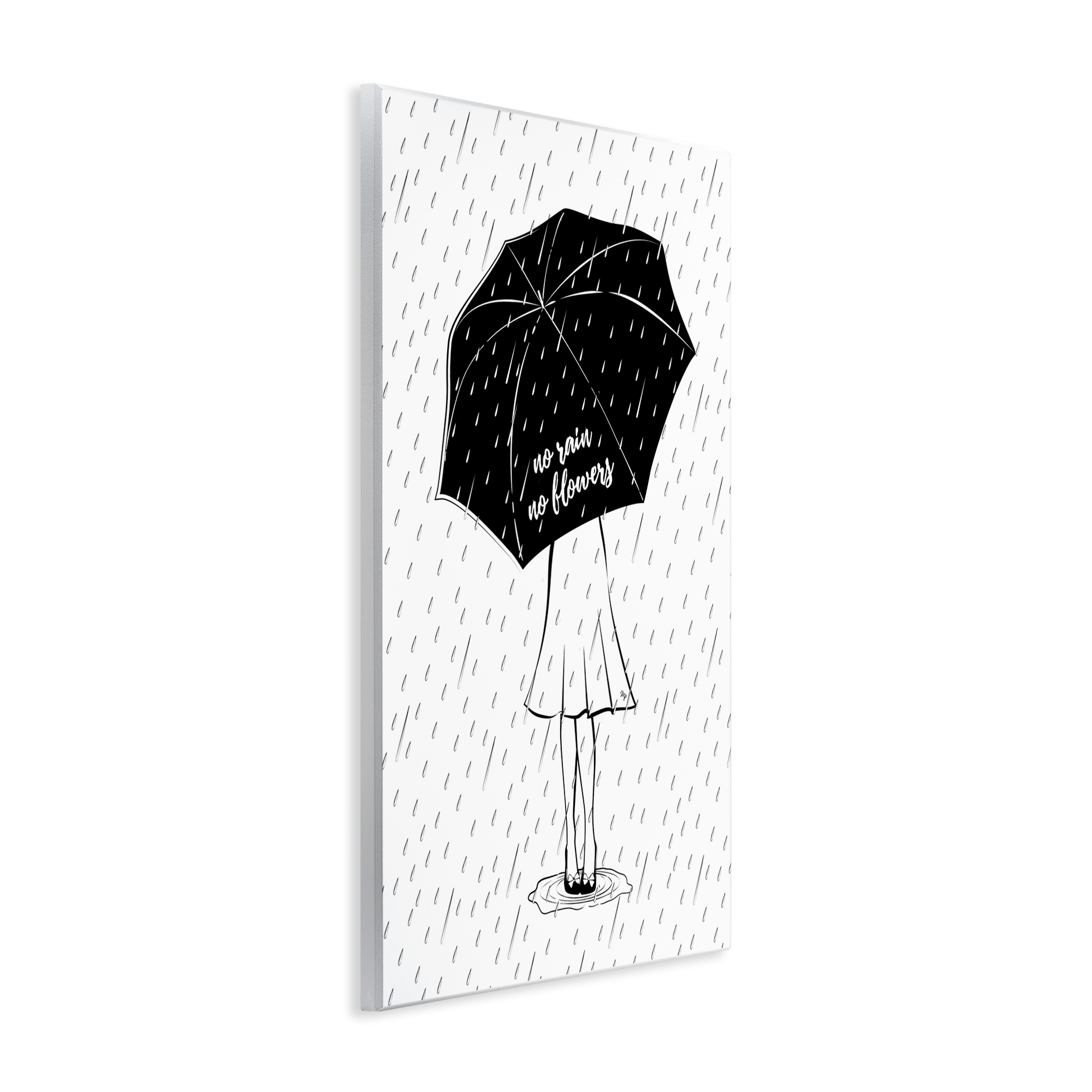 Stupell Industries No Rain No Flowers Novelty Painting Unframed Art Print Wall Art, 13 x 19