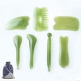 thumbnail image 1 of 7 Pieces Gua Sha Scraping Massage Tool,Natural Resin GuaSha Tool Massage Tools Set for Face Back and Neck Release,Reduce Muscle Pain (Green), 1 of 8