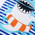 thumbnail image 4 of Kids Bath and Beach Hooded Towel Cartoon Wrap,24" x 48", Blue Striped Shark, 4 of 6