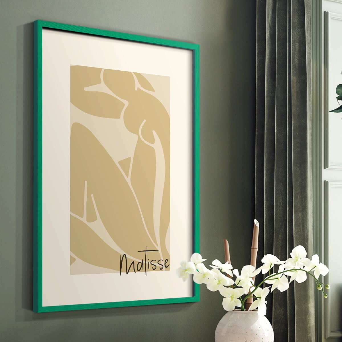 Matisse CCCV in Green Solid Wood 11 x 14 Framed Print