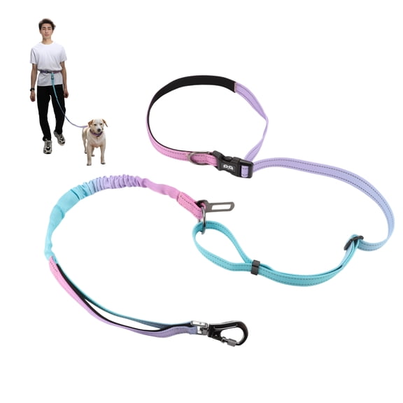Unique Bargains Hands Free Dog Leash No Pull Bungee for Large Dog 440lb Cyan Blue
