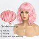 thumbnail image 3 of Short pink wig for women pink wig with bangs medium length synthetic, 3 of 5