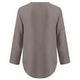 thumbnail image 5 of Dazajoo Womens Plus Size Long Sleeve Solid Color Tops Dressy Trendy Zip V Neck Chiffon Shirts for Women 2024 Summer Casual Roll Up Sleeve Blouses,Gray,XXXL, 5 of 7