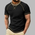 thumbnail image 3 of Rvwovn Men's Raglan Short Sleeve Shirts, Crewneck Exposed Seams Slim Fit Casual Tees Daily Wear, 3 of 7