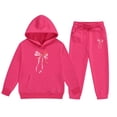 thumbnail image 3 of HAYIMI Children Long Sleeve Outfit Sets Sweatshirt Tops Hoodie Trousers Pants Sets Casual Hooded Printed Trouser Suit With Bowknot Cartoon Lightweight Summer Clothes Sets for Child, 3 of 3