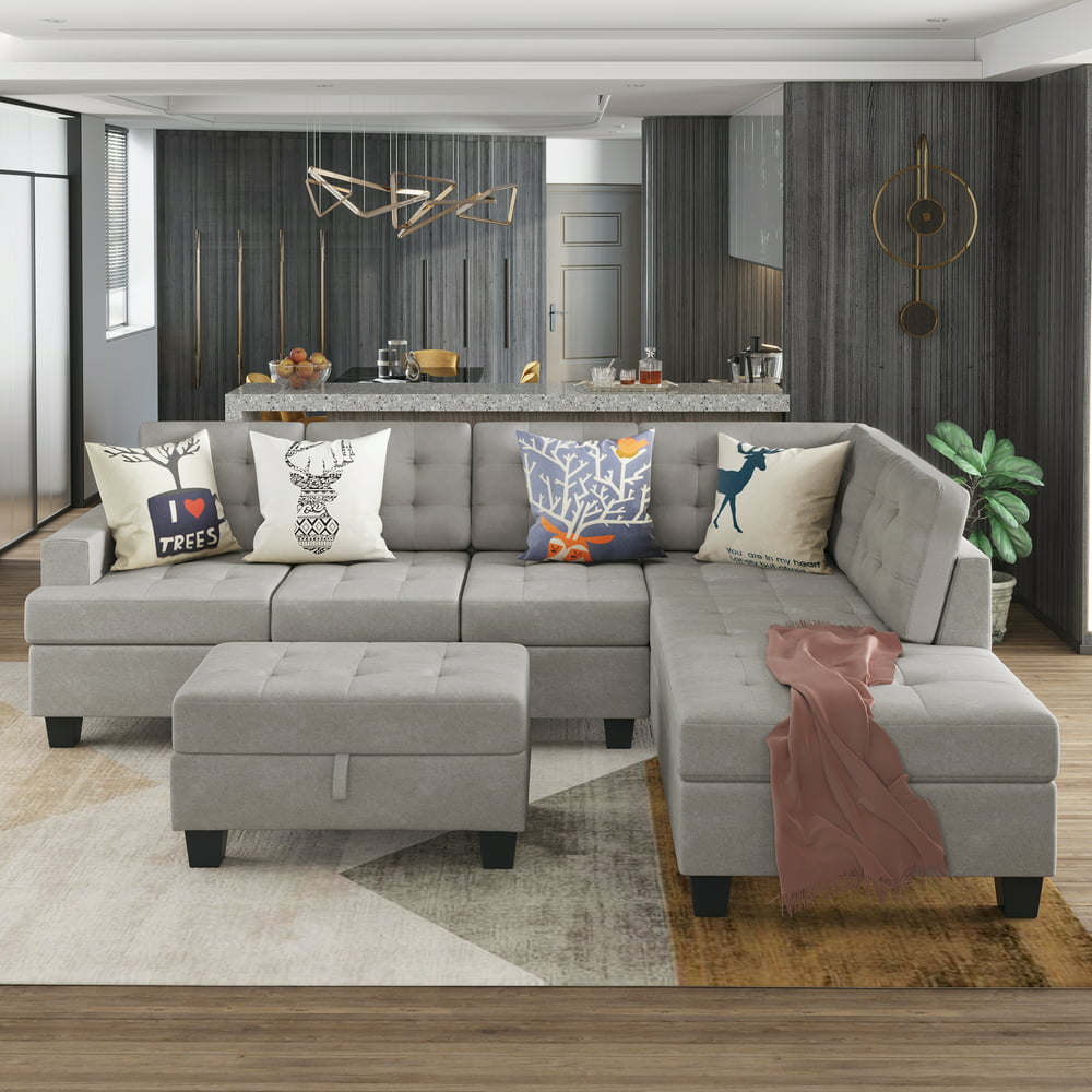 Shunda K Living Room Furniture Sofa 3-Piece Sectional Sofa Gray