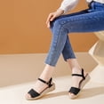 thumbnail image 2 of Gpaecead Women Open Toe Espadrilles Wedge Sandals Plus Round Toe Canvas Breathable Spring Summer Beach Height Casual Black, 2 of 8